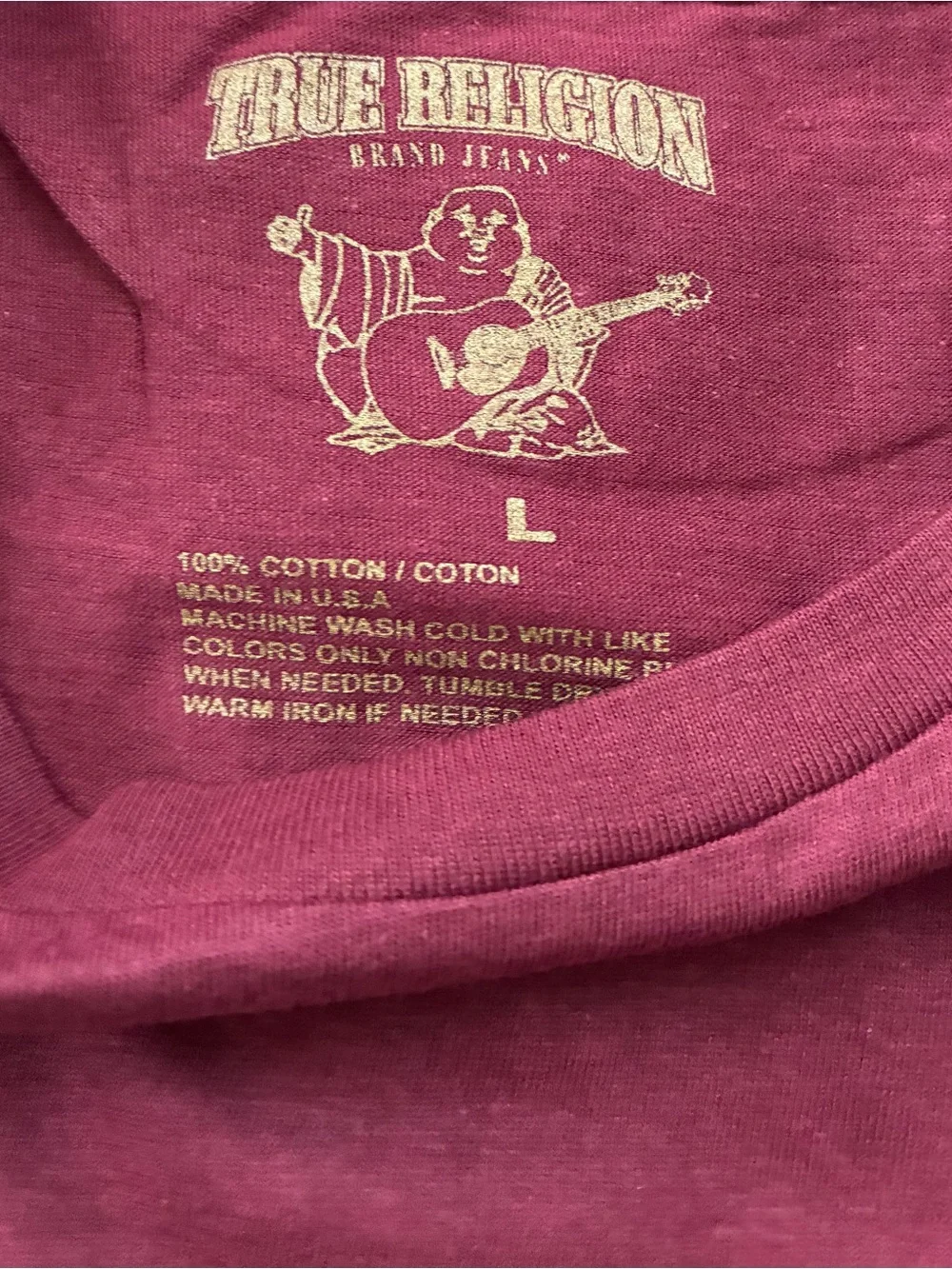New Men’s Maroon True Religion Graphic TShirt Size L